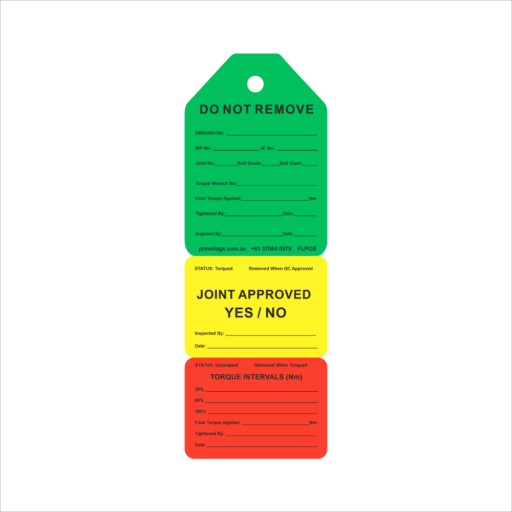 3 Stage Flange Tag with Sequential Numbers (Pack of 100)