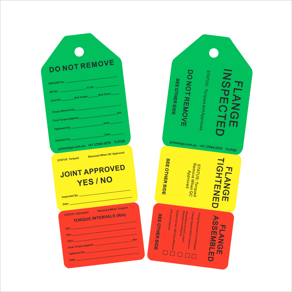 3 Stage Flange Tag with Sequential Numbers (Pack of 100)
