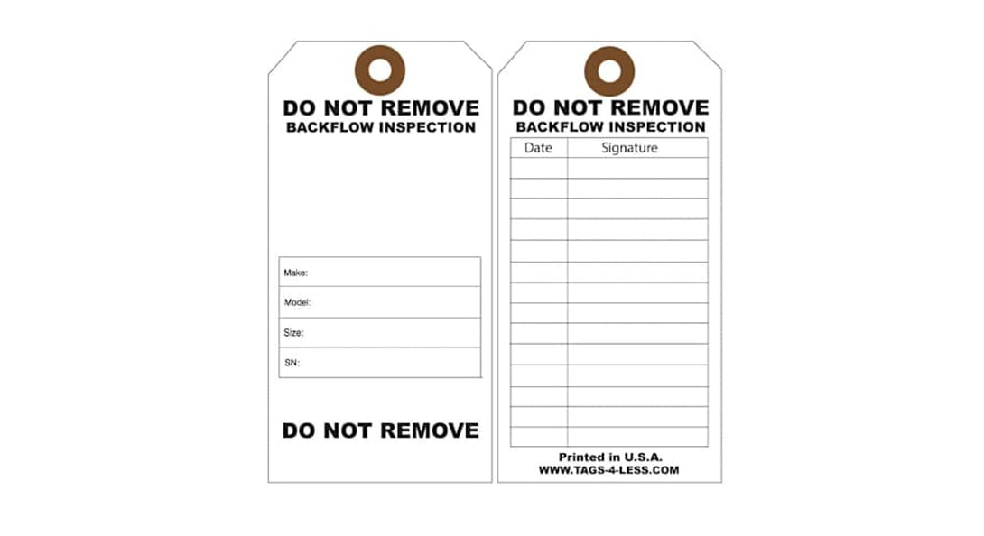 Custom Metal Backflow Prevention Tags