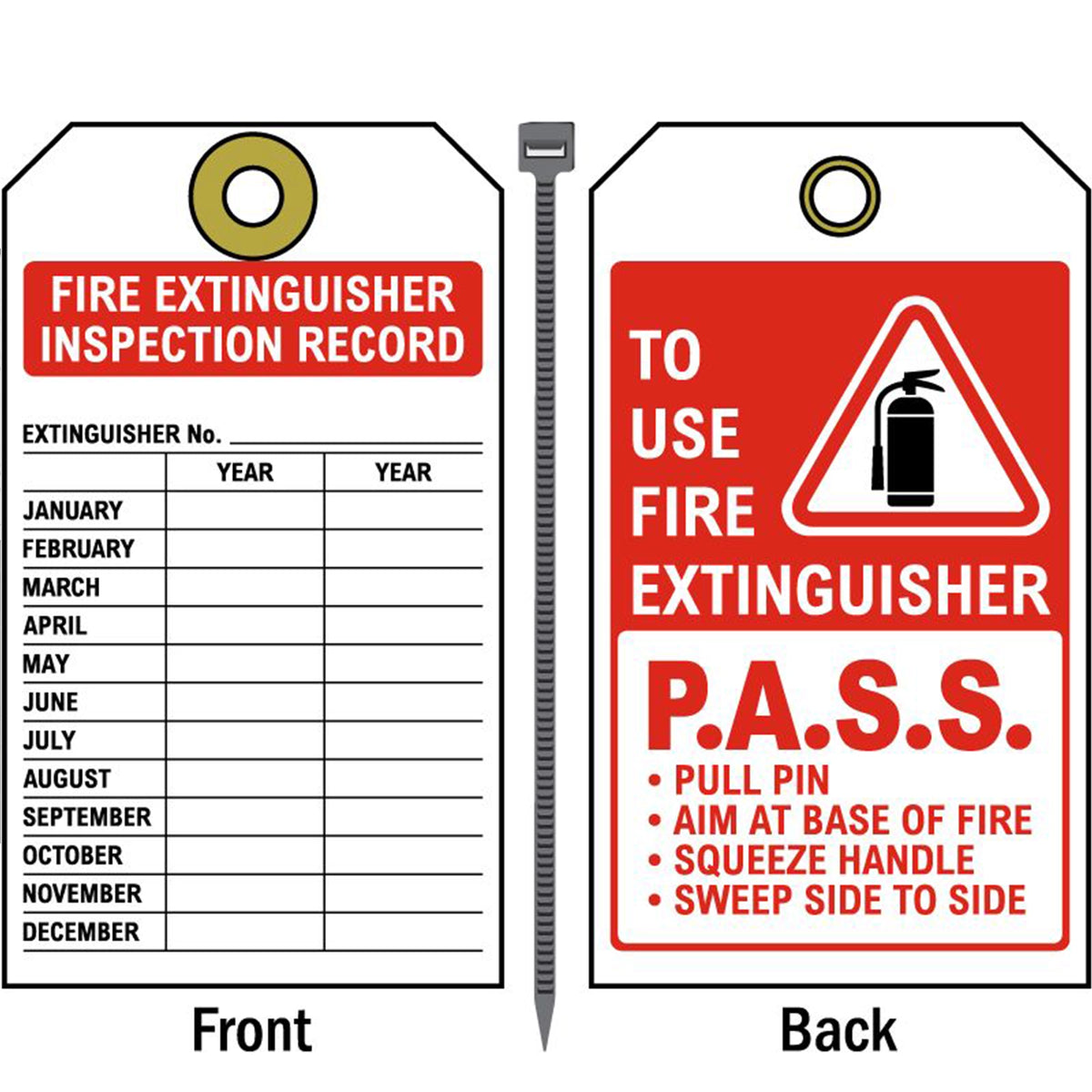 Fire Extinguisher Metal Maintenance Tag