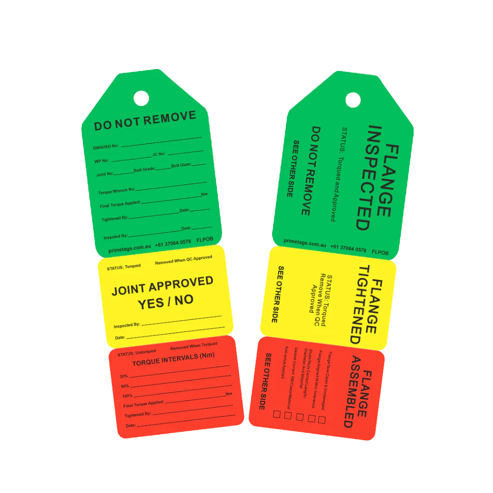 3 Stage Fitting Check Flange Tags (Pack of 100)