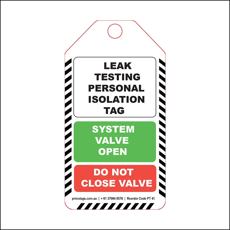Leak Testing Personal Isolation Tag (Green)