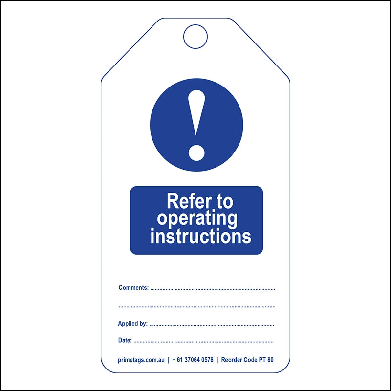 Refer to Operation Instructions (Pack of 100)