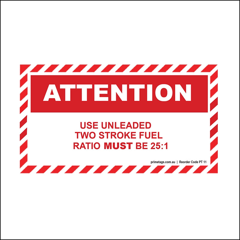 Use Unleaded Two-Stroke Fuel – Ratio Must Be 25:1